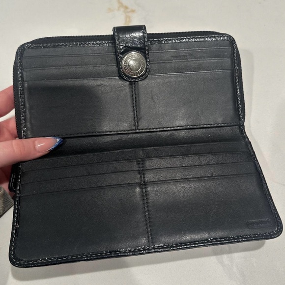 Coach Shimmer C Pink Black Daisy Poppy Madras Signature Tartan Plaid Wallet - Picture 3 of 7